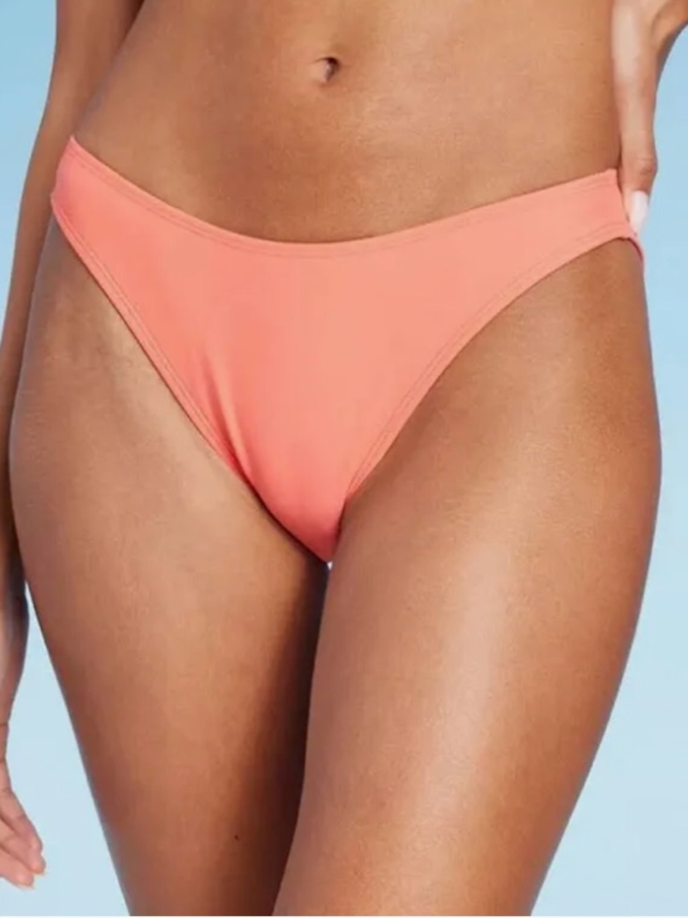 Shade & Shore Coral Low-Rise High-Leg Bikini Bottom, Size M, NWT‎